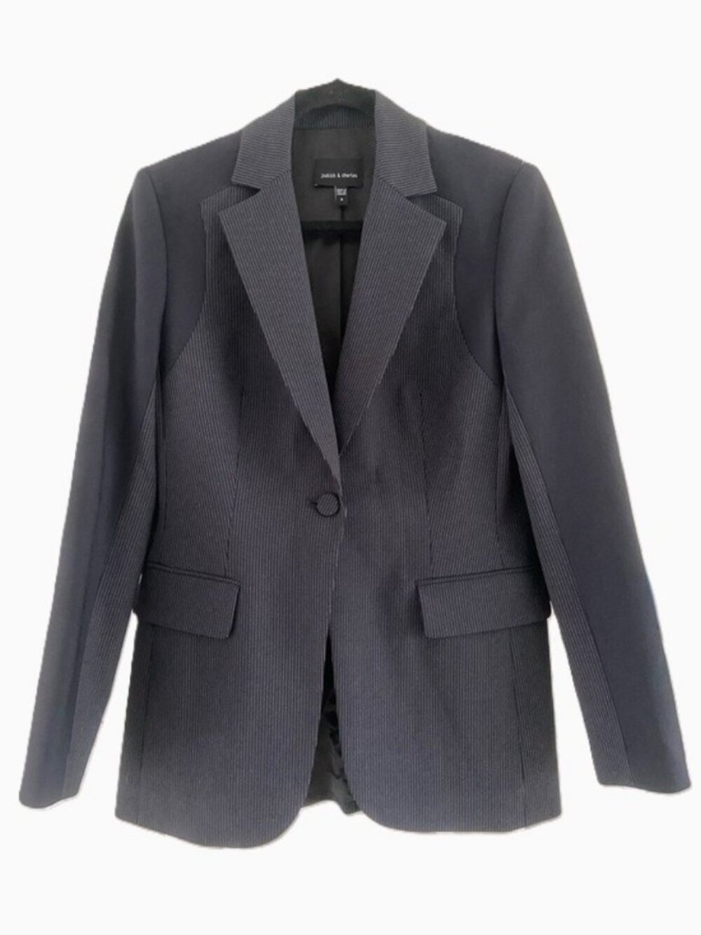 Judith & Charles Women's Navy Pinstripe Single-Button Blazer